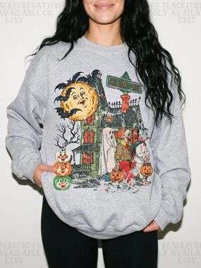 Elm Street Halloween Haunted House Ghost Clown Pumpkin Sweatshirts